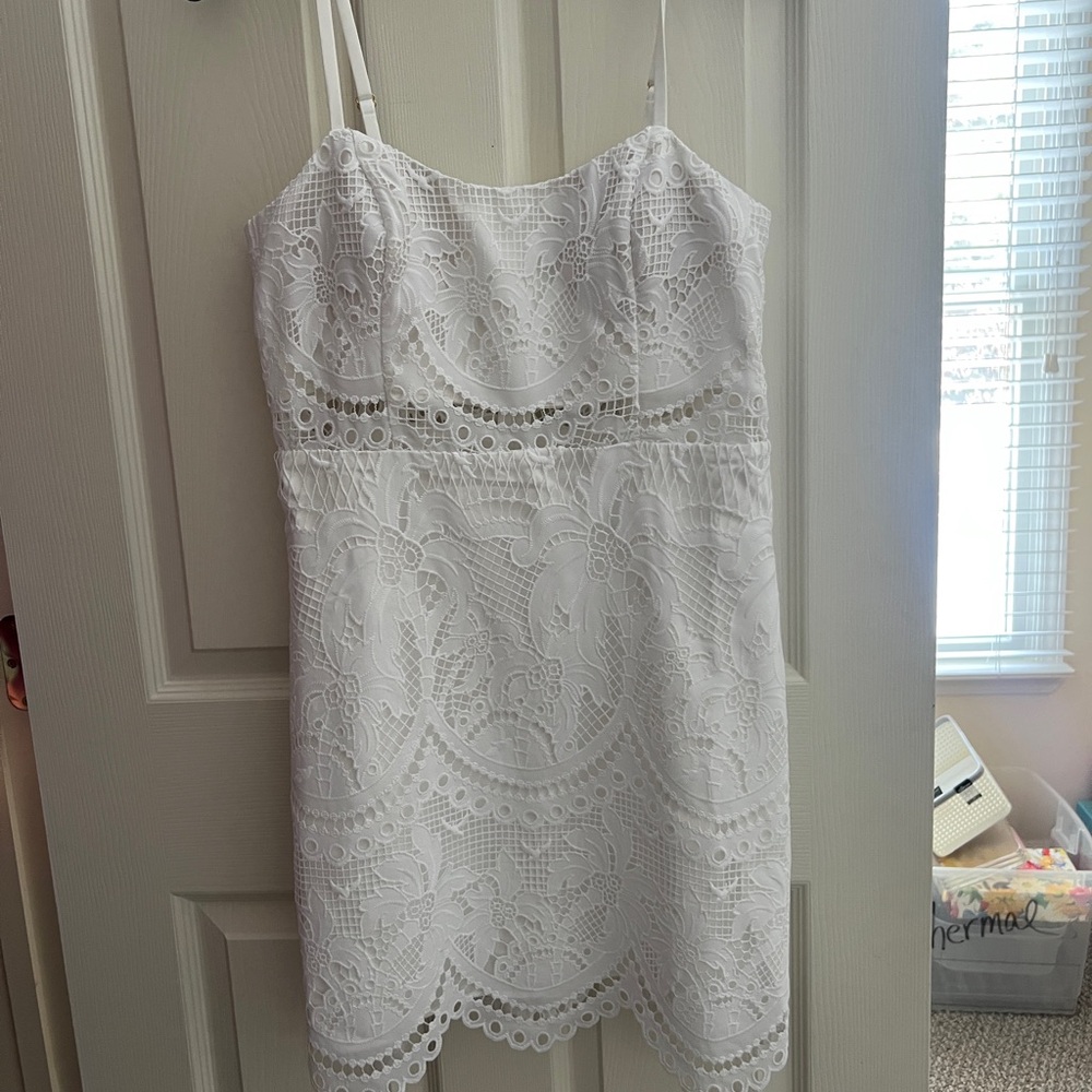 NWT Lilly Pulitzer Risette Lace Dress Resort White Palms In Paradise 6